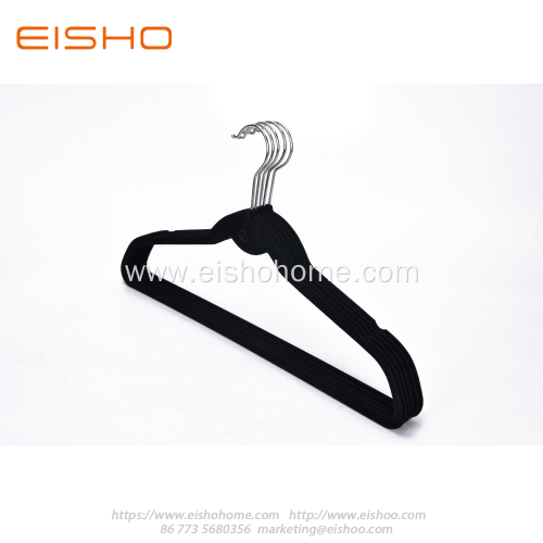 Black Anti-slip Velvet Coat Hanger With Tie Hook